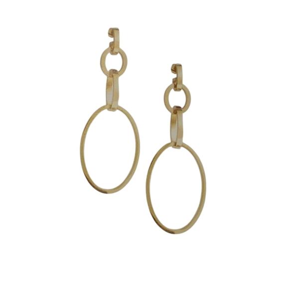 Vita Fede Cassio Adjustable Drop Earrings Gold Tone Hoop Loops Contemporary New - Picture 3 of 9